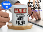 Alice Cooper Mug with laptop working from home – WARNING Design