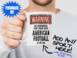 American Football Mug held by bearded man - WARNING Design