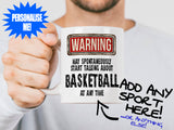 Basketball Mug held by bearded man - WARNING Design