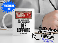 Def Leppard Mug – Mug with man writing notes – WARNING Design