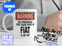 Fiat Mug – on desk with man writing on clipboard – WARNING Design