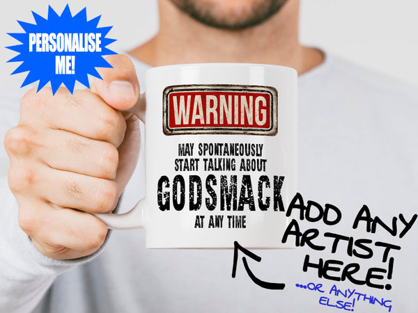 Godsmack Mug held by bearded man - WARNING May Start Talking About Design