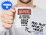 Golf Mug held by bearded man - WARNING Design