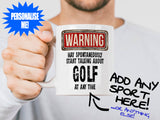 Golf Mug held by bearded man - WARNING Design