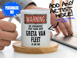 Greta Van Fleet Mug with laptop working from home – WARNING Design