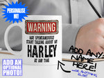 Harley Mug – on desk with man writing on clipboard – WARNING Design