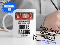 Horse Racing  Mug with man writing notes – WARNING Design