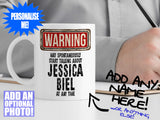Jessica Biel Mug – on desk with man writing on clipboard – WARNING Design