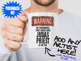 Judas Priest Mug held by bearded man - WARNING May Start Talking About Design