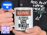 Kate Winslet Mug - held by man in black shirt – WARNING Design