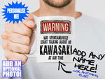 Kawasaki Mug held out by man with beard – WARNING Design