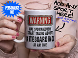 Kiteboarding Mug - held by woman in pink blouse