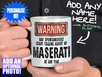 Maserati Mug - held by man in black shirt – WARNING Design