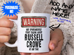 Russell Crowe Mug – held by woman in knitted jumper