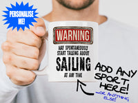 Sailing Mug held by bearded man - WARNING Design