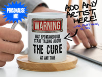 The Cure Mug with laptop working from home – WARNING Design