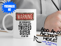 Twisted Sister - Mug with man writing notes - WARNING Design