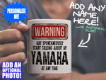 Yamaha Mug Mug - held by man in grey v-neck tee – WARNING Design