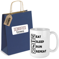 Eat Sleep Run Repeat - Motivational Mug with Blue Gift Bag