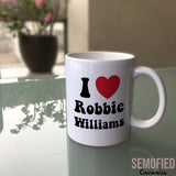 I Love Robbie Williams - Mug on Glass Table