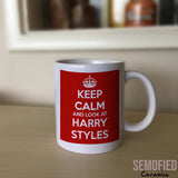 Keep Calm and Look At Harry Styles - Mug on Sideboard